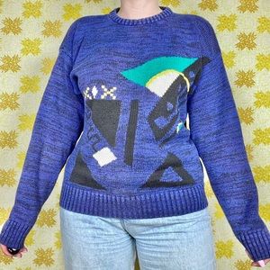 Vintage 90s blue abstract Bandit Urban sweater 🌀